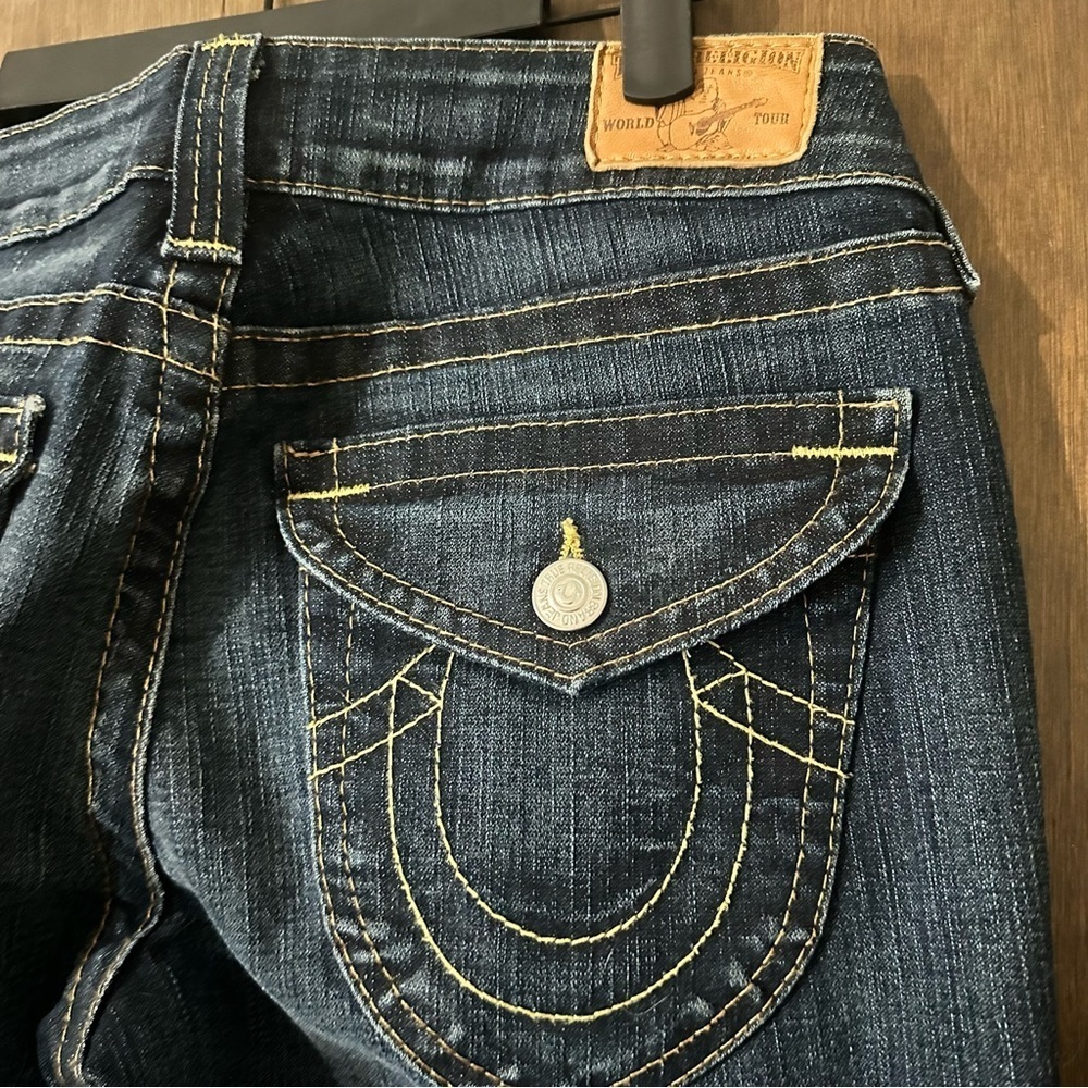 True Religion Women's Indigo Boot Cut Jeans Sz 30 Distressed Western - Picture 8 of 13